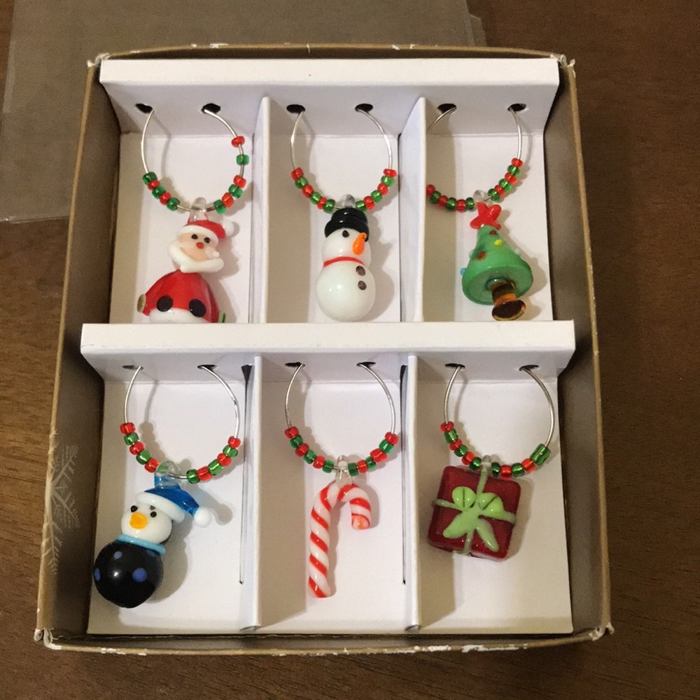 Pier 1 Christmas Drink Acrylic Beaded Charms, Set of 6